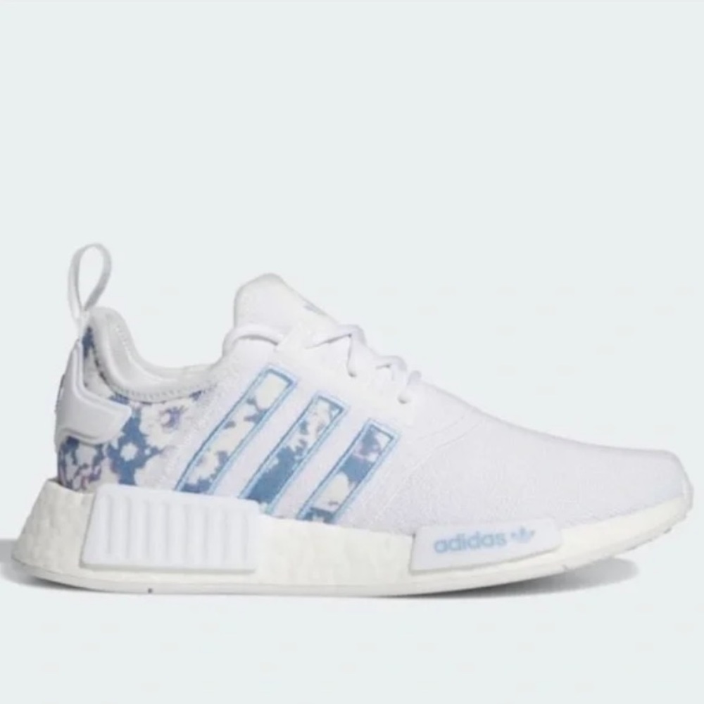 Adidas | NMD R1 White and Blue Cloud/Flower Pattern | Woman’s 8